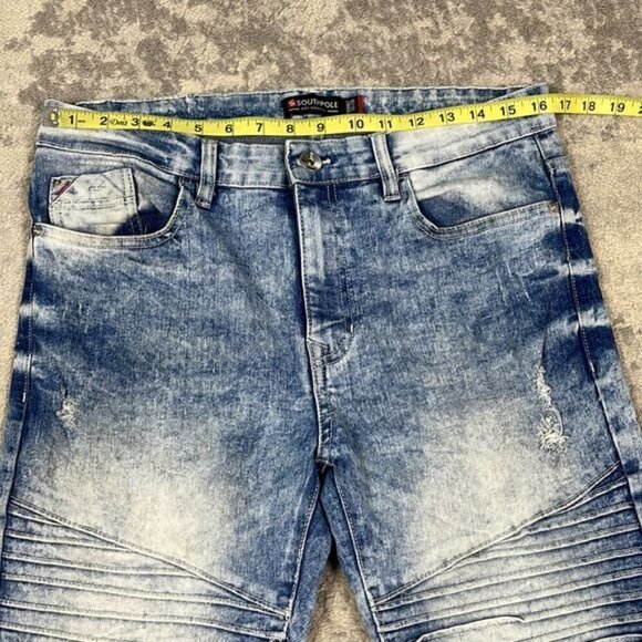 Southpole Mens Jeans Skinny Moto Stretch Denim Retro Acid Wash Sz 34 - Picture 8 of 11
